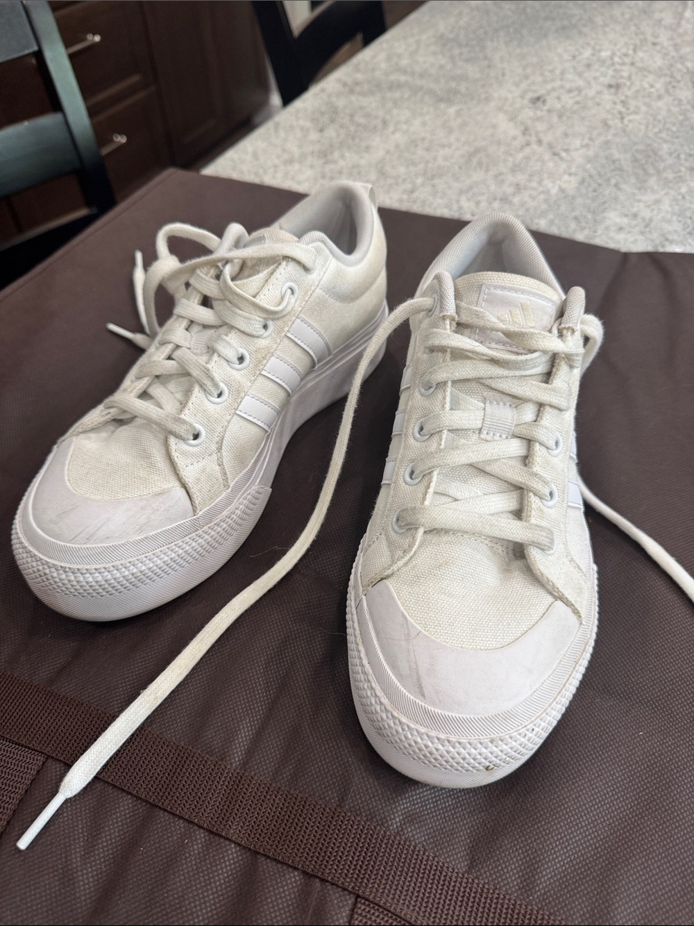 Adidas Canvas Low-Top Sneakers in Off-White